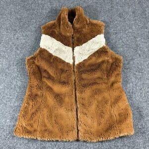 PATAGONIA Pelage Fleece Vest‎ Womens S Brown White Full Zip Silky High Pile